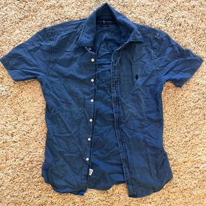 Jean short sleeve button up polo